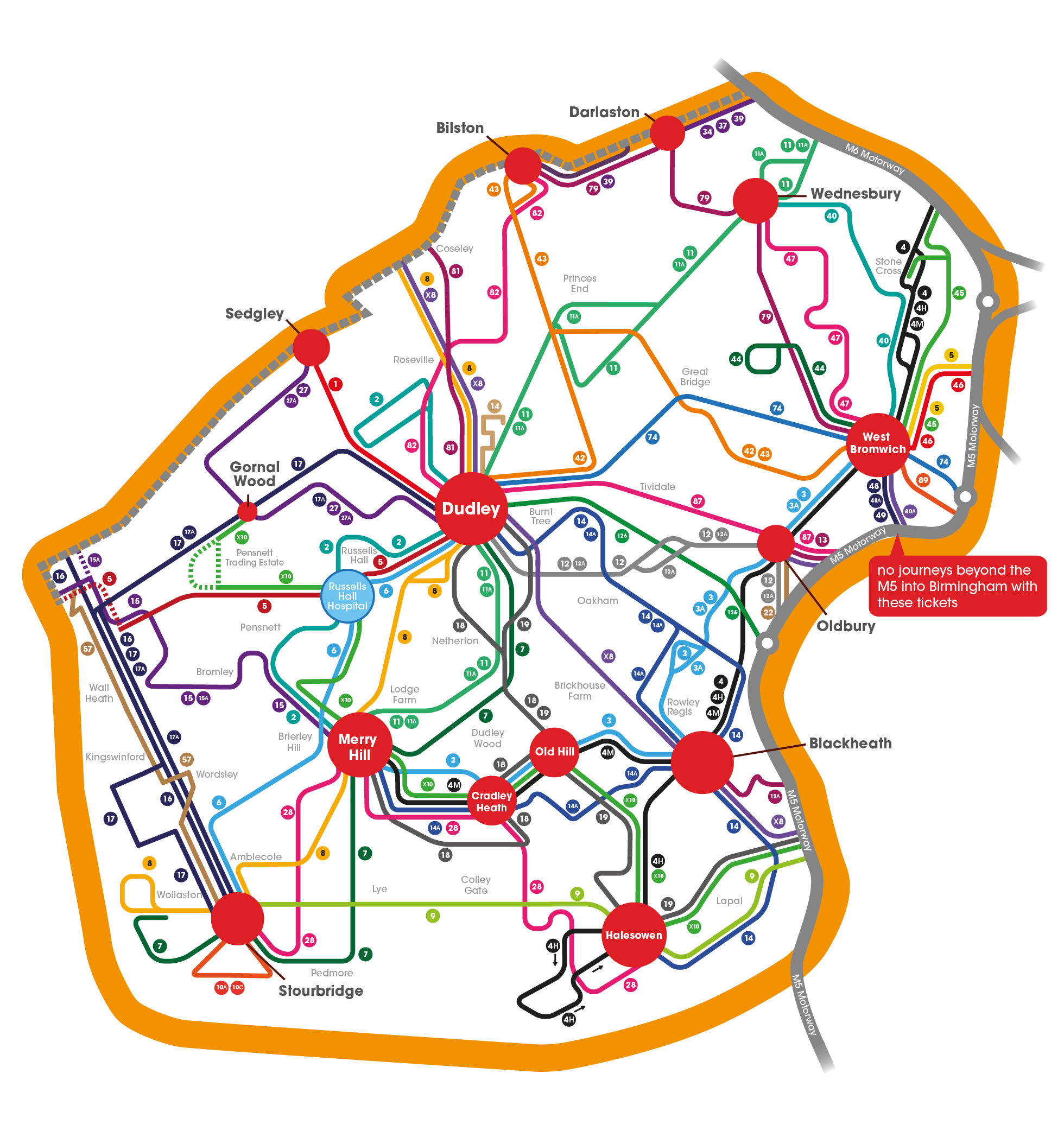 Sandwell & Dudley low fare zone map