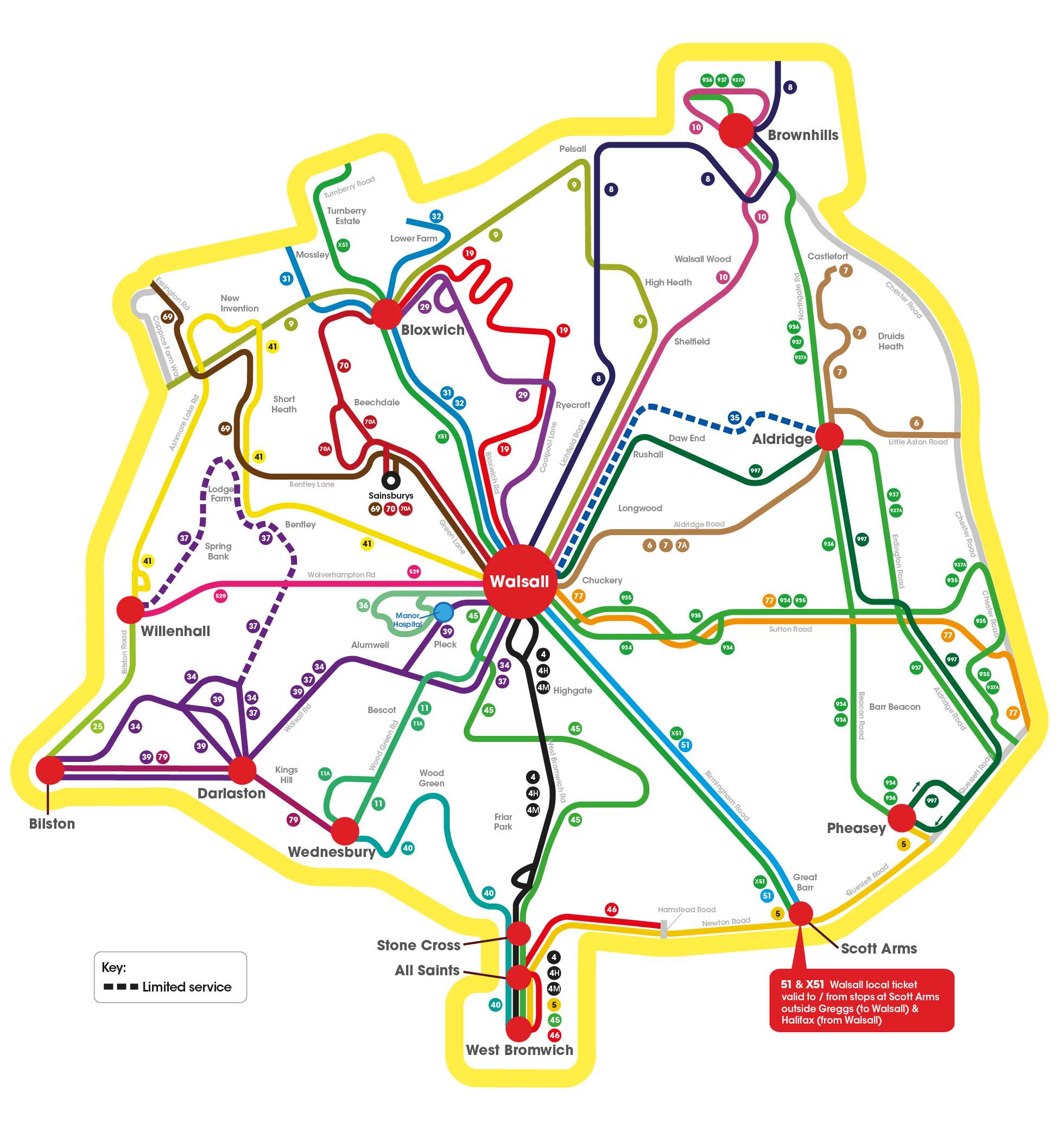 Walsall Low Fare Zone Map